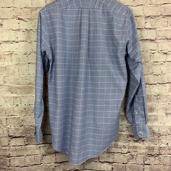 Land’s End Blue Check No Iron Long Sleeve Shirt - Picture 5 of 8